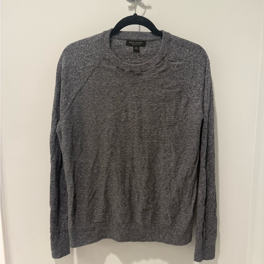 Banana Republic Men's 100% Organic Cotton Gray Crewneck Sweater